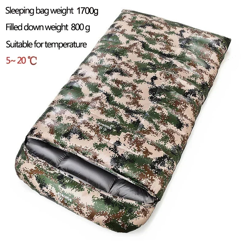 2 Person White Duck Down Filled Camping Or Home Sleeping Bag Thin Suitable For Warm Weather Size 220 X 130cm Large Space