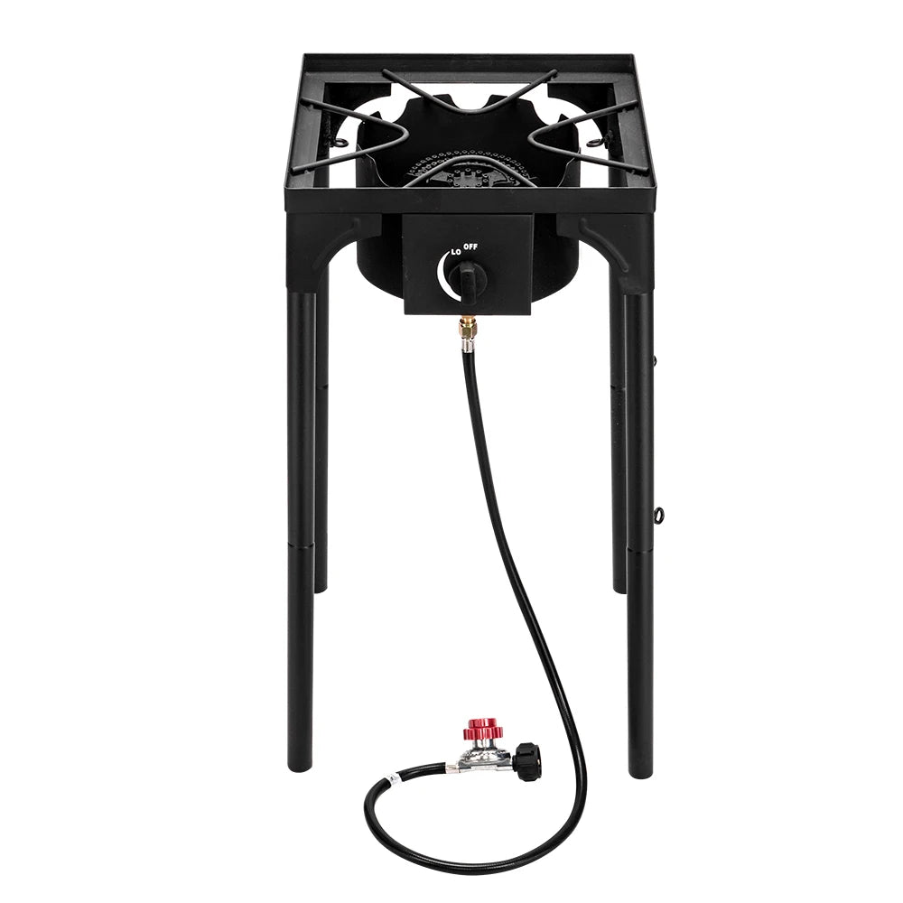 Outdoor Camp Stove High Pressure Propane Gas Cooker Portable Cast Iron Patio Cooking Burner (Single Burner 75000-BTU) Wild Frontier Gear LLC