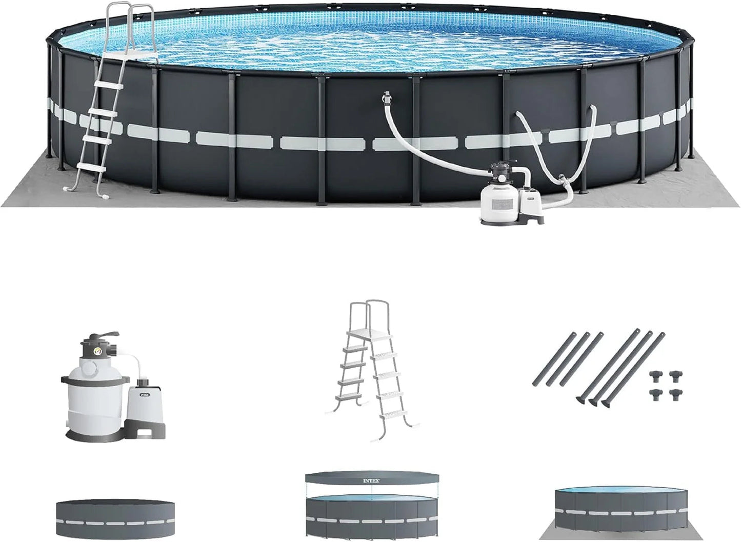 Ultra XTR Deluxe Above Ground Swimming Pool Set, Includes Cartridge Sand Filter Pump, SuperTough Puncture Resistant Wild Frontier Gear LLC