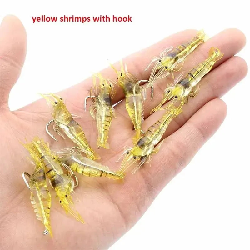 20PCS Isca Artificial Soft Shrimp Lure Worm For Fishing Bait 1.3g/4cm Hook Sharp Crankbait Lures Silicone Shone Prawn Bait