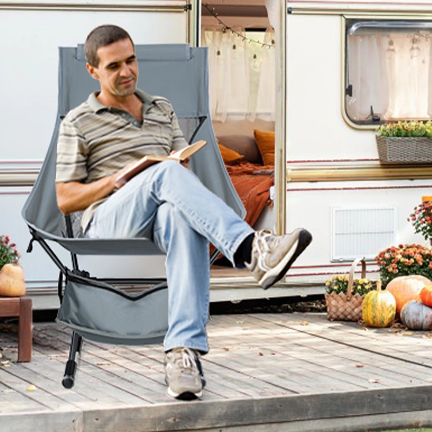 Fishing chairs Hard Arm High Back Lawn Chair Heavy Duty with Removable Headrest, for Camp, Lawn and Outdoors Hiking, fishing - Wild Frontier Gear LLC
