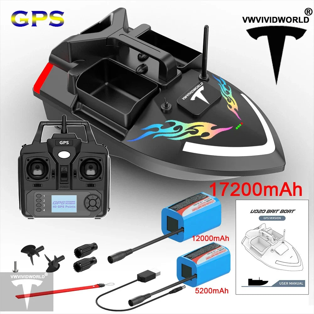 VWVIVIDWORLD Brand,High Quality,2024 New,Dual Battery,Long Battery Life,Large Capacity,RC Bait Boat,Remote Control Bait Boat