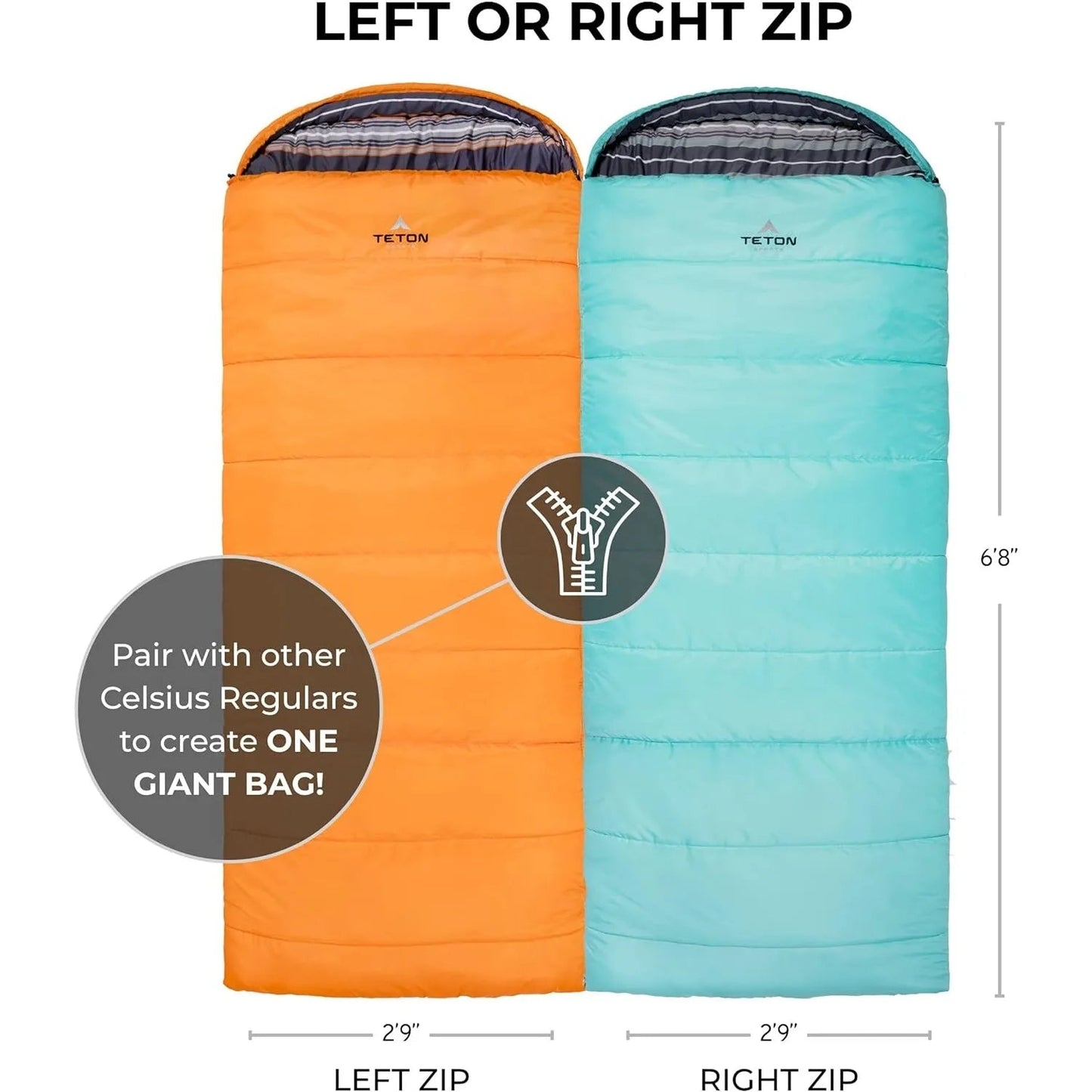 Teton Celsius Regular, -25, 20, 0 Degree Sleeping Bags All Weather Bags for Adults and Kids Camping Made Easy Wild Frontier Gear LLC
