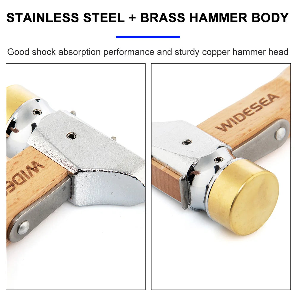 Widesea Camping Hammer Stainless Steel Brass Outdoor Tent Nails Tool Wooden Handle Mallet with Puller Hiking Backpack Supplies Wild Frontier Gear LLC