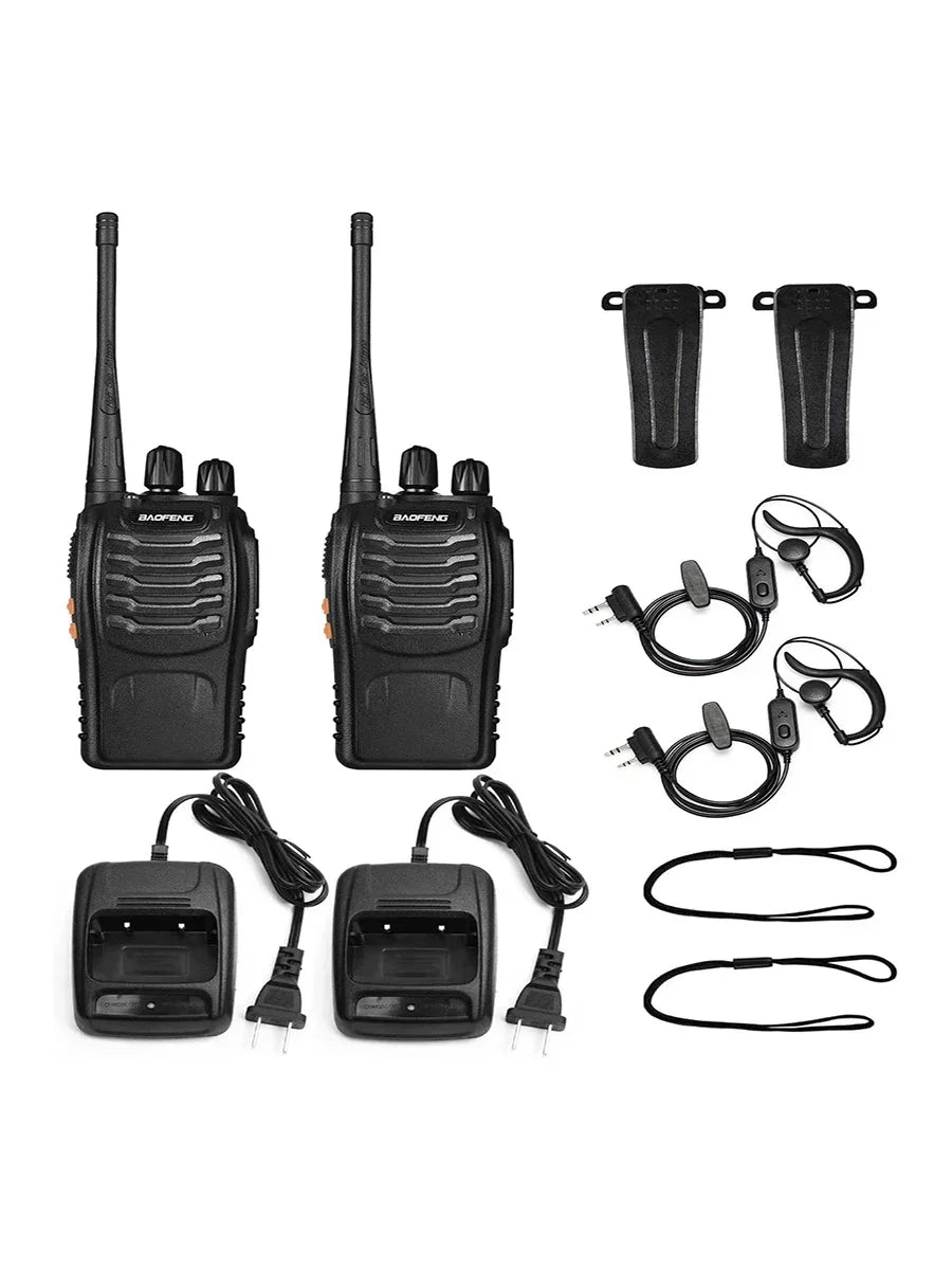 Baofeng Official Store 2Pcs BF 888S Walkie Talkie UHF 400 470MHz Long Range Two Way Ham Radios Transceiver for Hunting Hotel