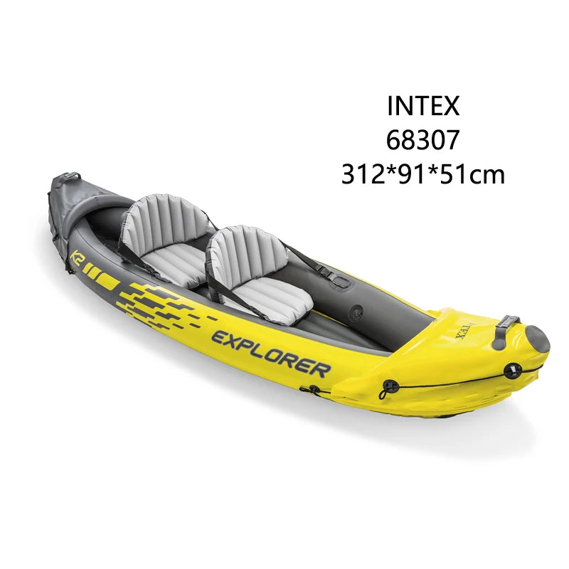 INTEX explorer K2 2 person kayak inflatable 2 seats strong pvc boat raft canoe 3 air chamber paddle water sport Wild Frontier Gear LLC