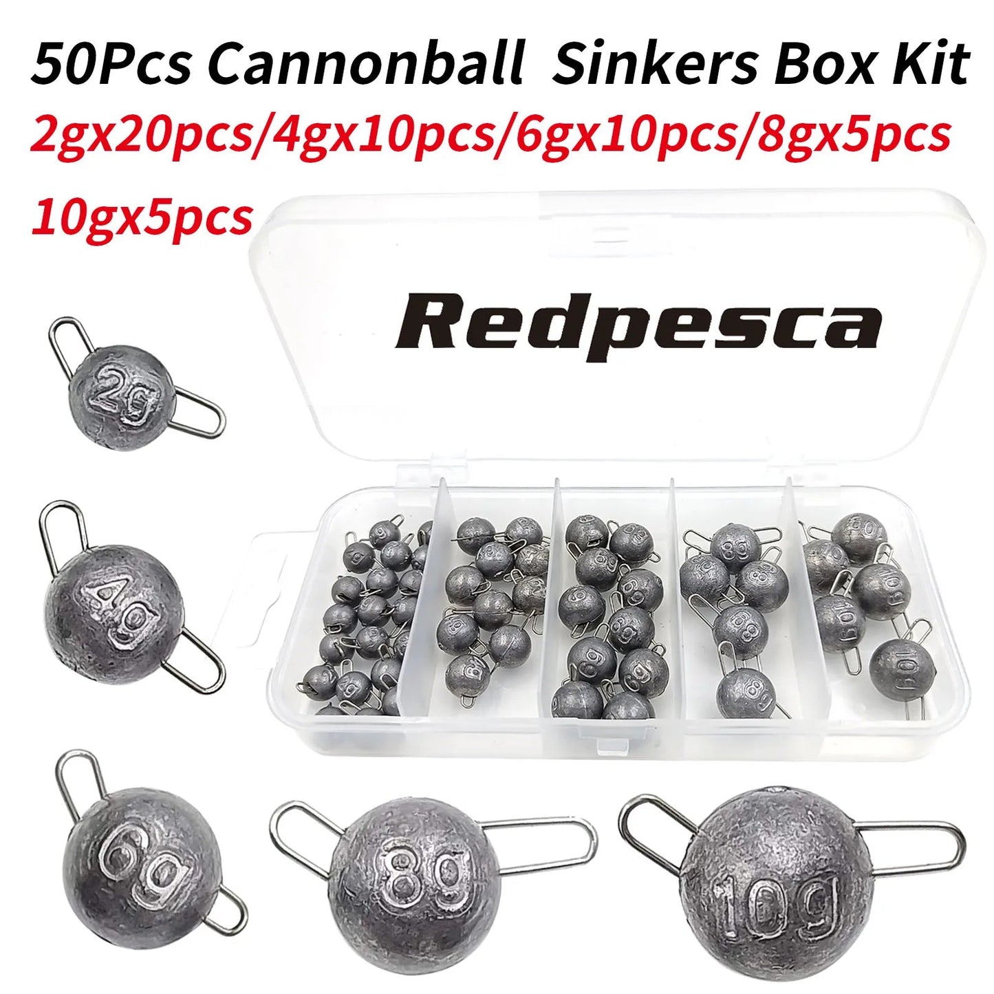 50/40/35 Cannonball Fishing Weights Sinkers Quick Set Up Jig Head Ball Sinker Cheburashka Weight for Bass Trout Pike Perch Pesca Wild Frontier Gear LLC