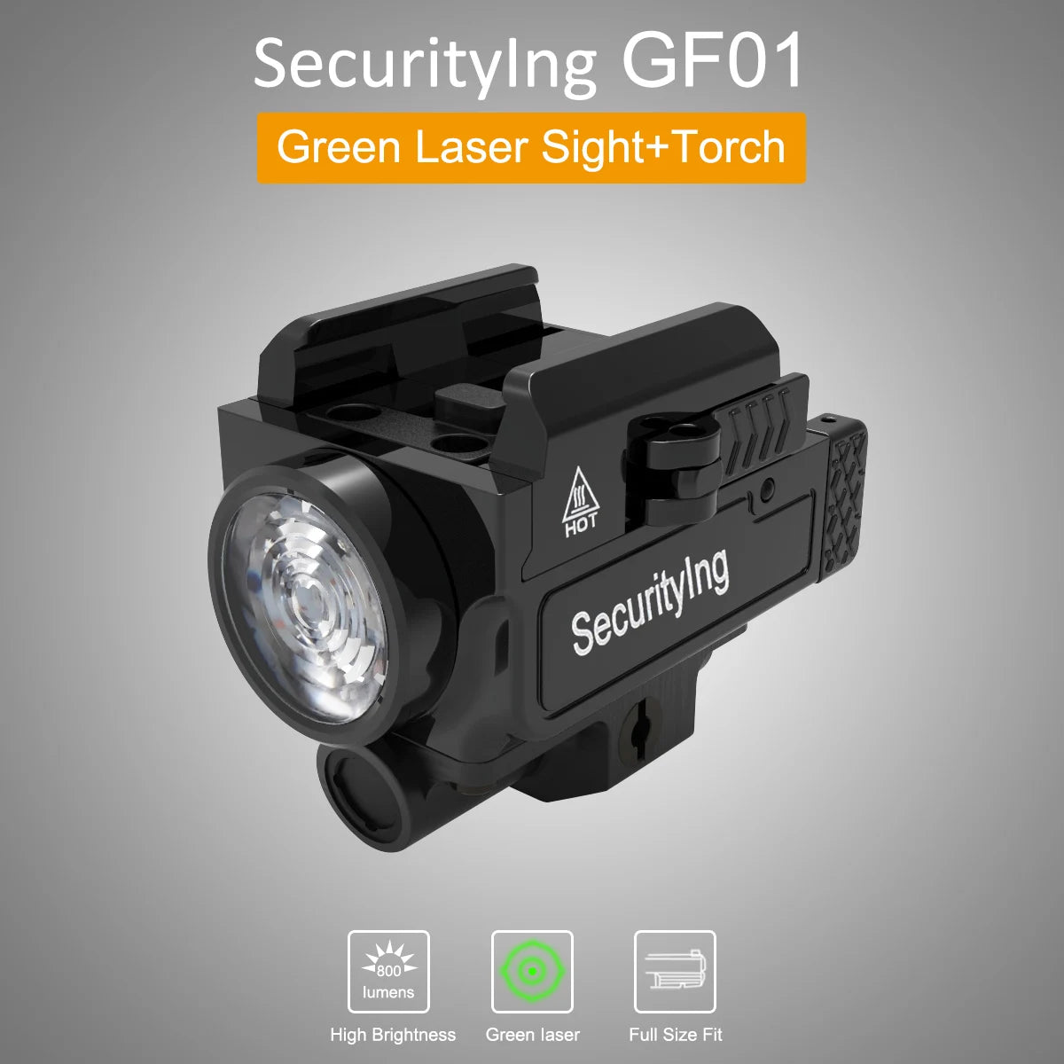SecurityIng GF01 800 Lumen Rechargeable Mini Flashlight for Rail with 3 Modes Light IPX-6 Waterproof Rechargeable Flashlight