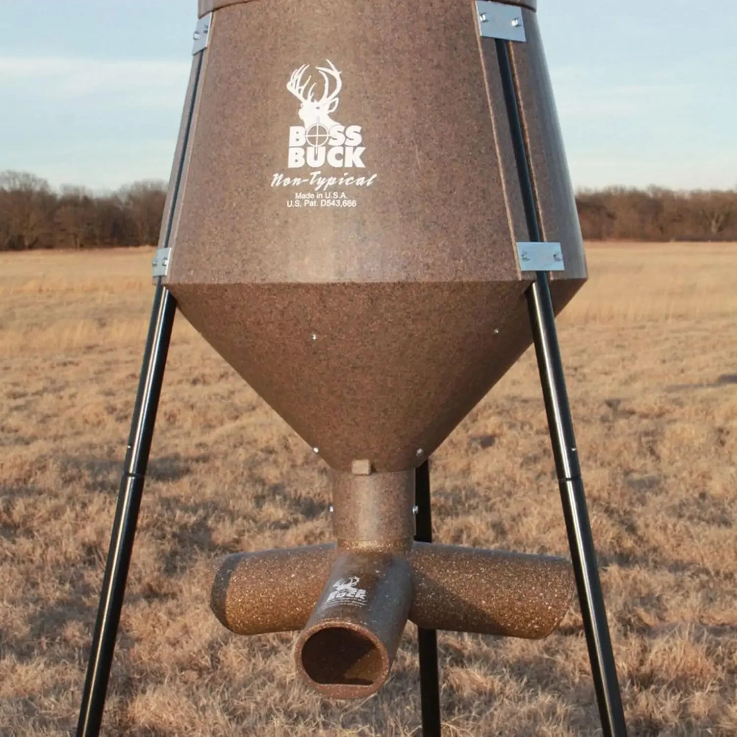 200 LB Deer Feeder/Hunting Durable Plastic UV Protected Windproof Waterproof Gravity Feed System w/ Protein 3 Feed Tubes Head