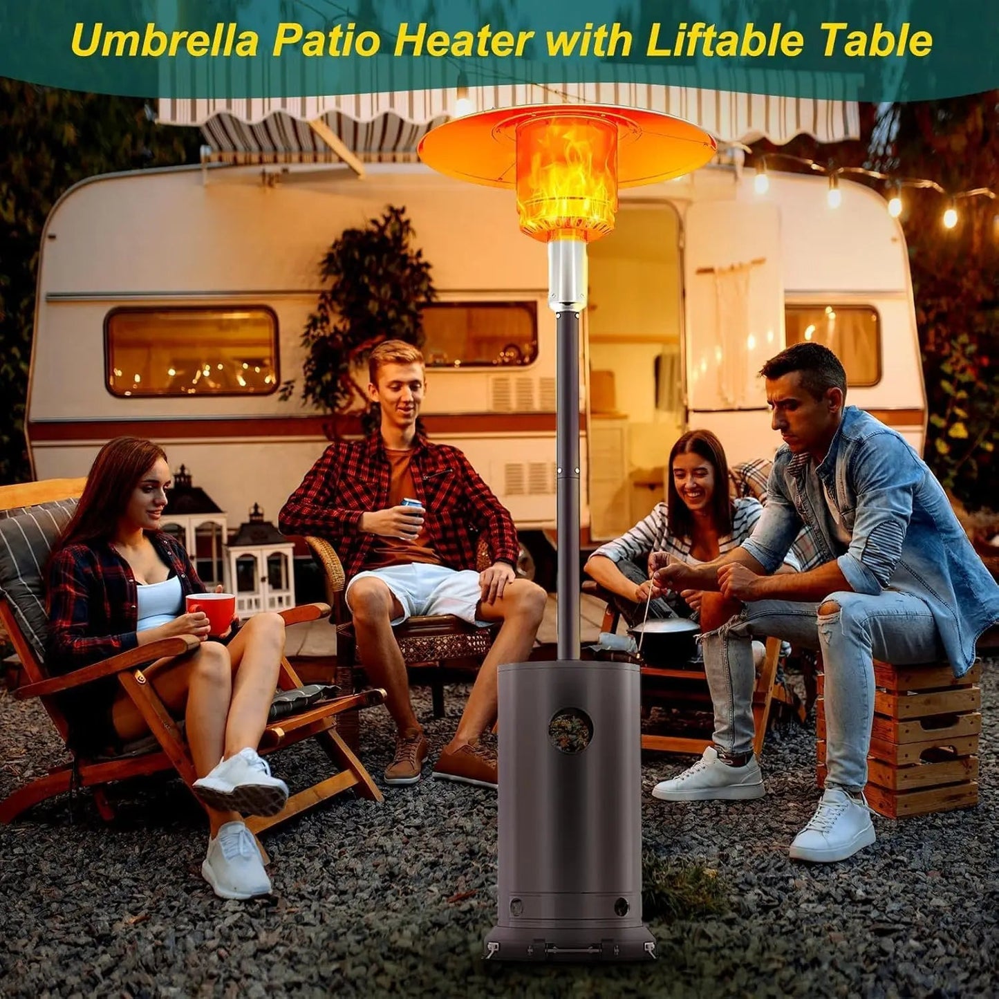 48,000 BTU Propane Heater Outdoor Patio Heaters with Wheels,Patio Heater Deck Porch for Outdoor Use Camping Backyard Commercial Wild Frontier Gear LLC