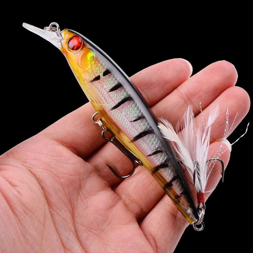 Aorace 5-Pack Laser 3D Bionic Minnow Fishing Lures - 13.3g Hard Bait with Feather Treble Hooks for Optimal Performance - Wild Frontier Gear LLC