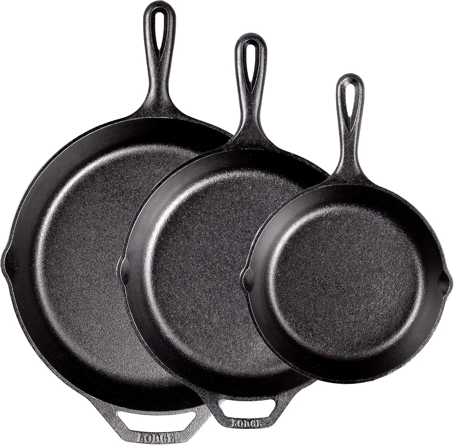 Lodge Pre-Seasoned Cast Iron Skillet Set - Set Includes 8 Inch Skillet, 10.25 Inch Skillet, and 12 inch Skillet - 3 Piece Wild Frontier Gear LLC