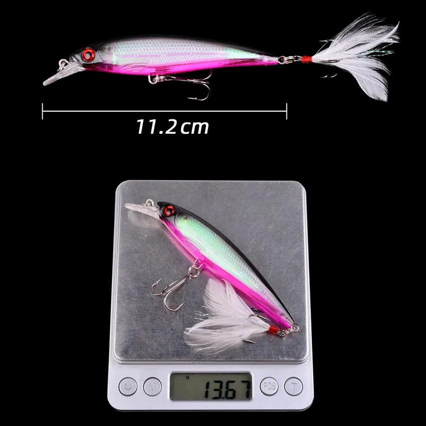 Aorace 5-Pack Laser 3D Bionic Minnow Fishing Lures - 13.3g Hard Bait with Feather Treble Hooks for Optimal Performance - Wild Frontier Gear LLC