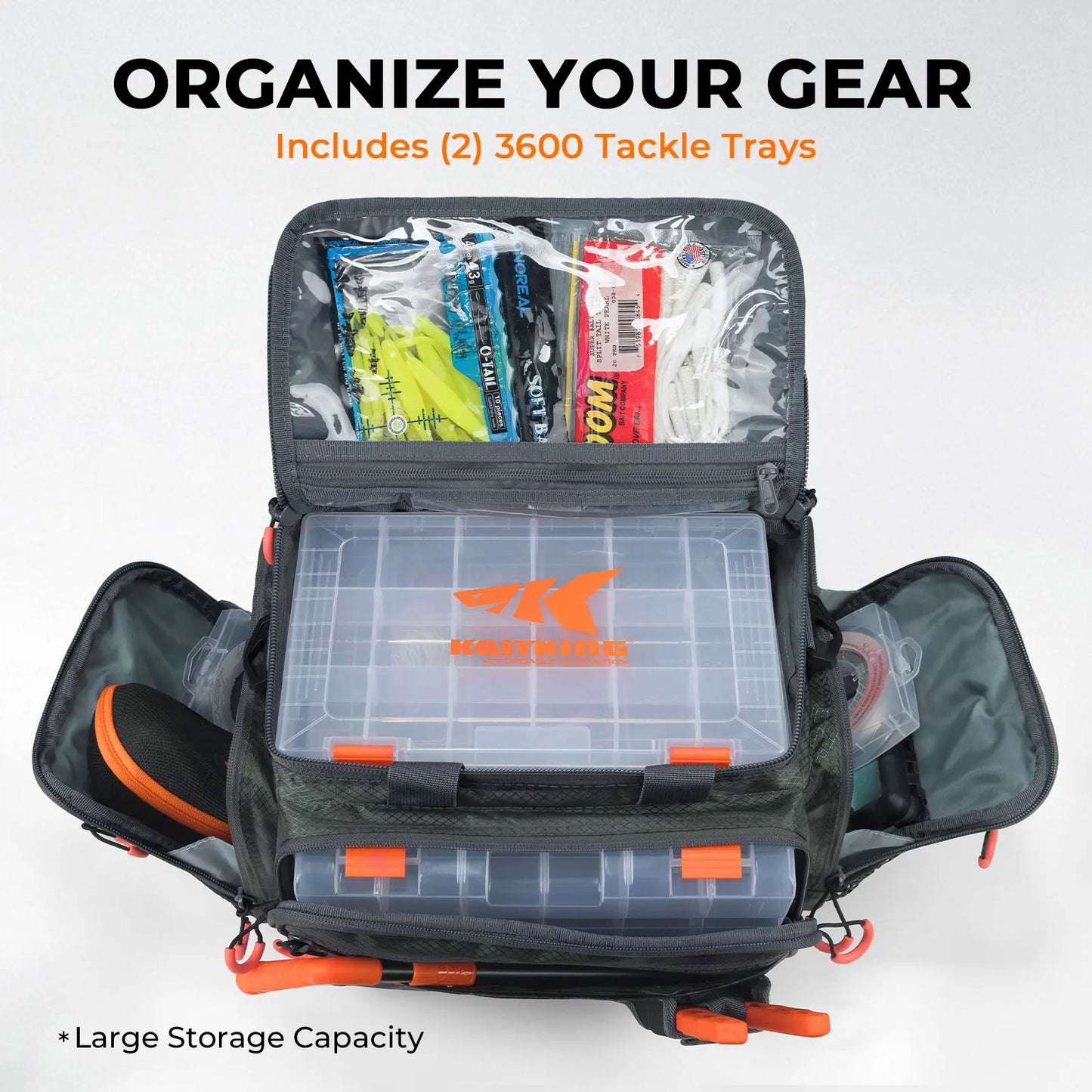 KastKing Fishing Bag Large Capacity Multifunctional Lure Fishing Tackle Pack Outdoor Waist Bags Fishing Boxes With 2 Bait Boxes
