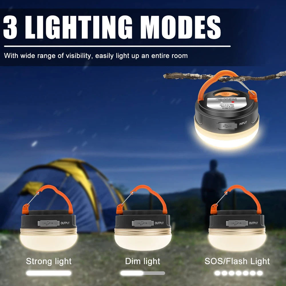 10W LED Camping Lantern Tents lamp 1800mAh Portable Camping Lights Outdoor Hiking Night Hanging lamp USB Rechargeable