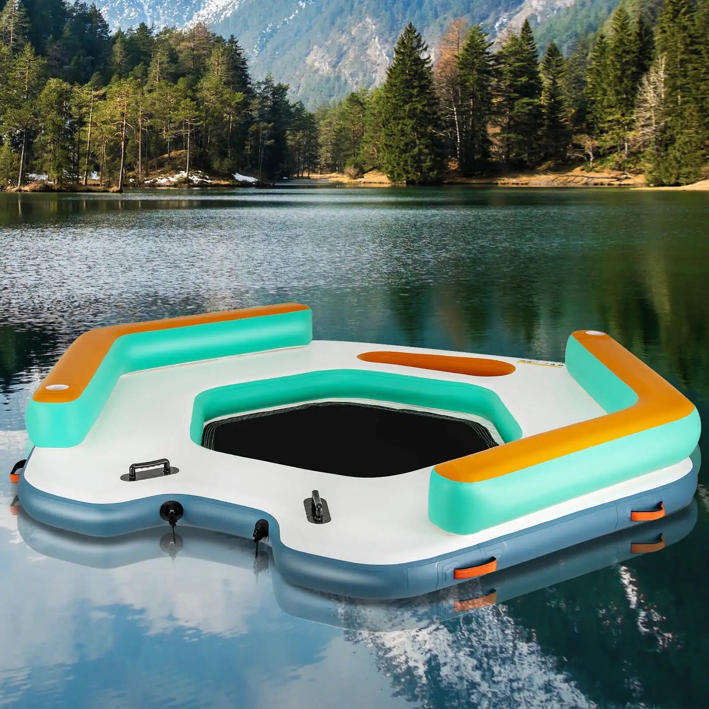 8.7 ft Inflatable Floating Dock w/ Detachable Ladder Mesh Swim Lounge Beach Wild Frontier Gear LLC