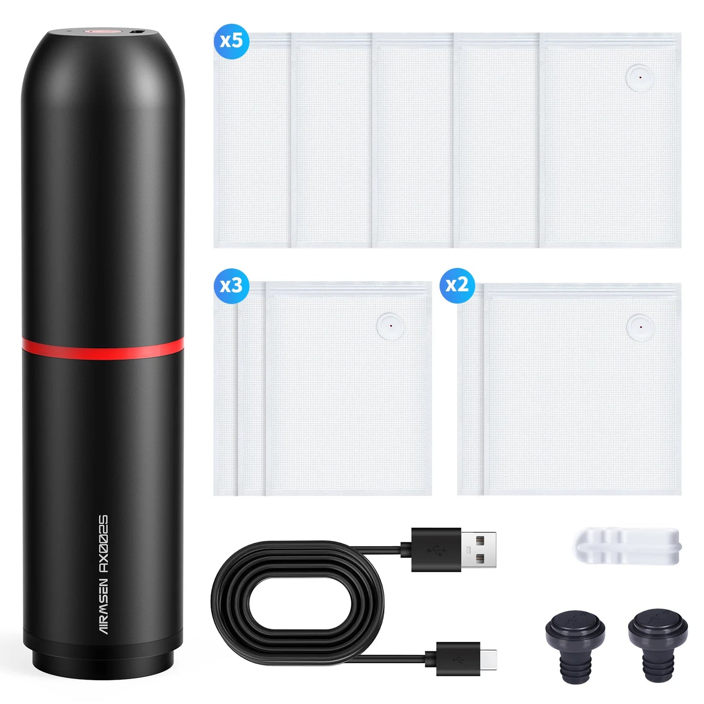 Handheld Vacuum Sealer for Food Storage – 35kPa Strong Suction, Rechargeable 1200mAh Battery, Includes BPA-Free Vacuum Bags, Win