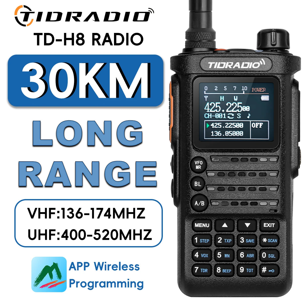 2nd Gen TIDRADIO TD H8 10W Profession Walkie Talkie Long Range Emergency Radio Portable Two Way Radio Receiver HAM GMRS