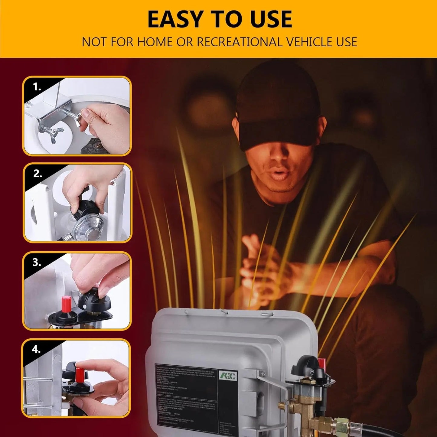 Outdoor Propane Tank Heaters 13000 BTU with Safety Shut-off Valve & Tip-over Switch Ceramic Small Propane RV Garage Space Heater Wild Frontier Gear LLC