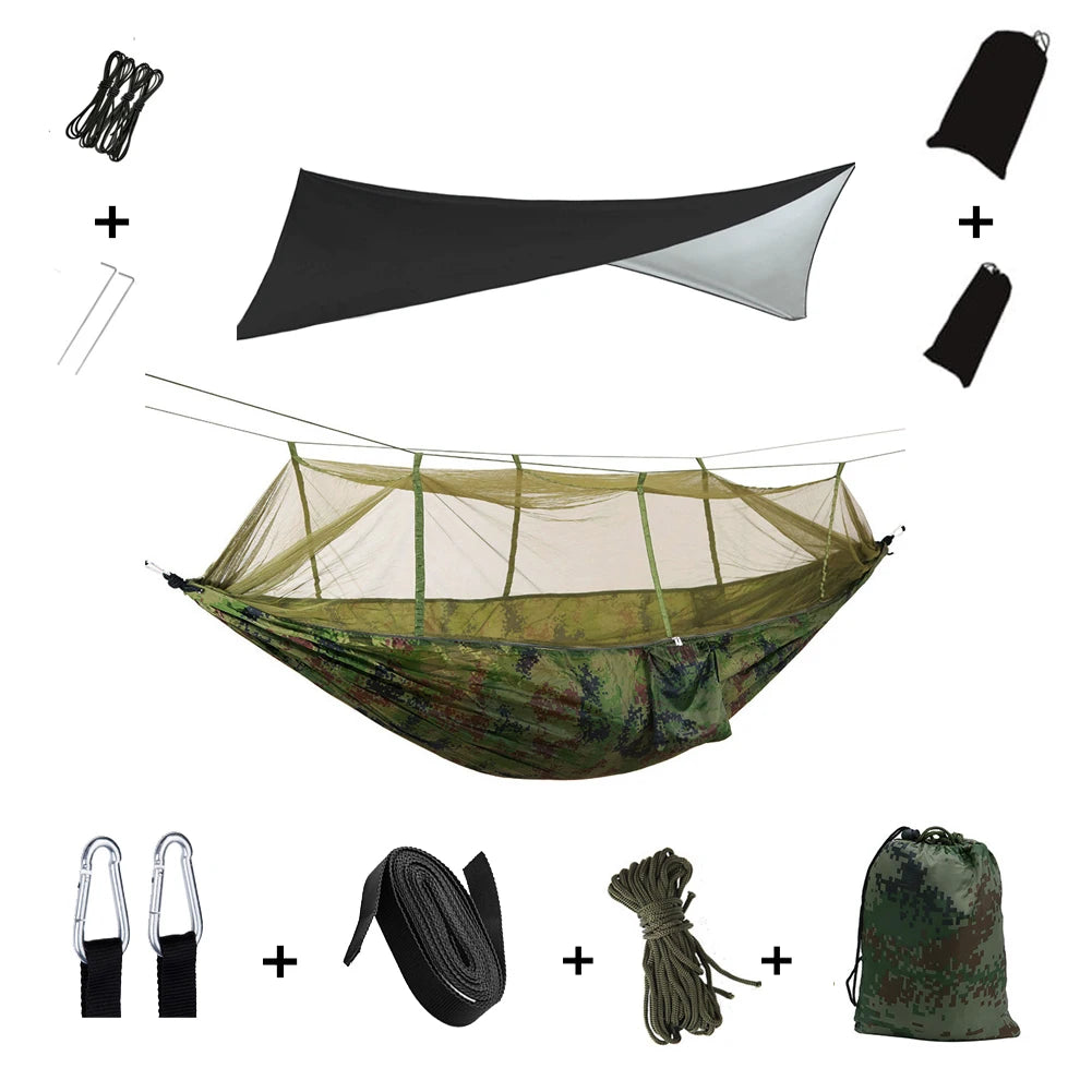 Anti Outdoor Camping Hammock With Mosquito Net And Rain Tent Equipment Supplies Shelters Camp Bed Survival Portable Hammock Wild Frontier Gear LLC