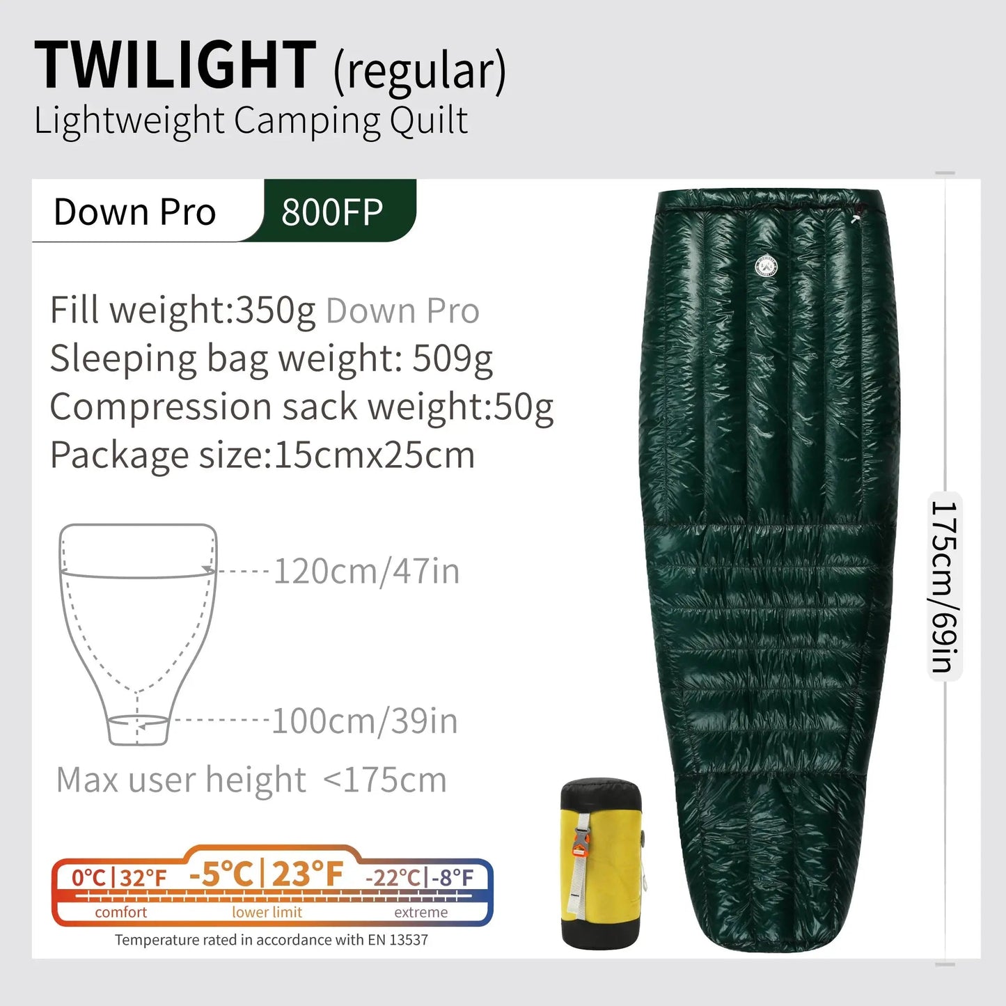 AEGISMAX Wind Hard Twilight 10D -5 Degree 800FP Down Sleeping Bag Ultralight Camping Quilt Sleeping Bag Winter Hiking Equipment Wild Frontier Gear LLC