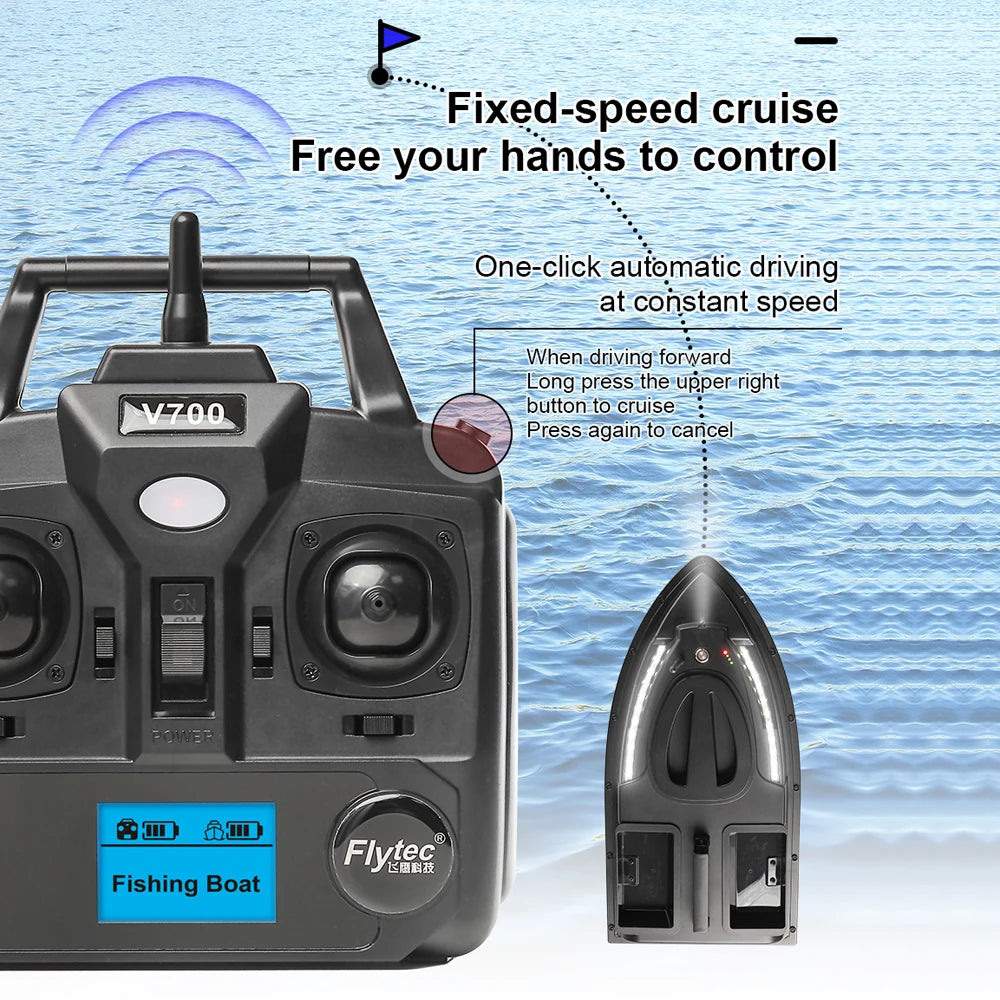 Fishing Bait Boat 500m Remote Control Bait Boat Dual Motor Fish Finder 1.5KG Loading Support Automatic Cruise with LED Light