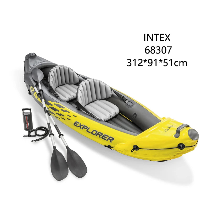 INTEX explorer K2 2 person kayak inflatable 2 seats strong pvc boat raft canoe 3 air chamber paddle water sport Wild Frontier Gear LLC