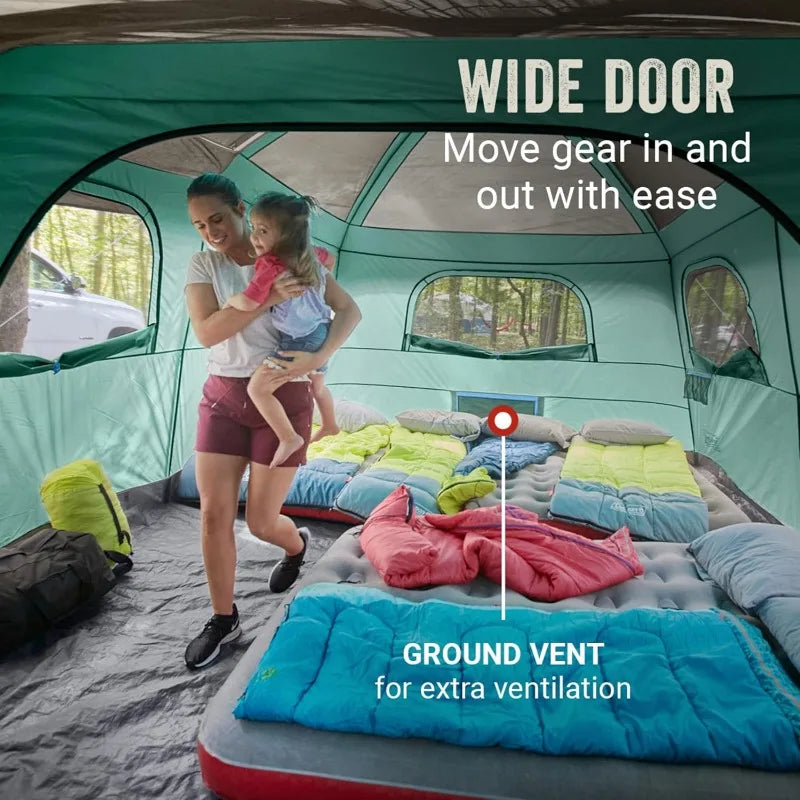 Coleman Skylodge 12-Person Tent with Screened Porch, Weatherproof Family Tent Includes Color-Coded Poles, Screened-in Porch Wild Frontier Gear LLC