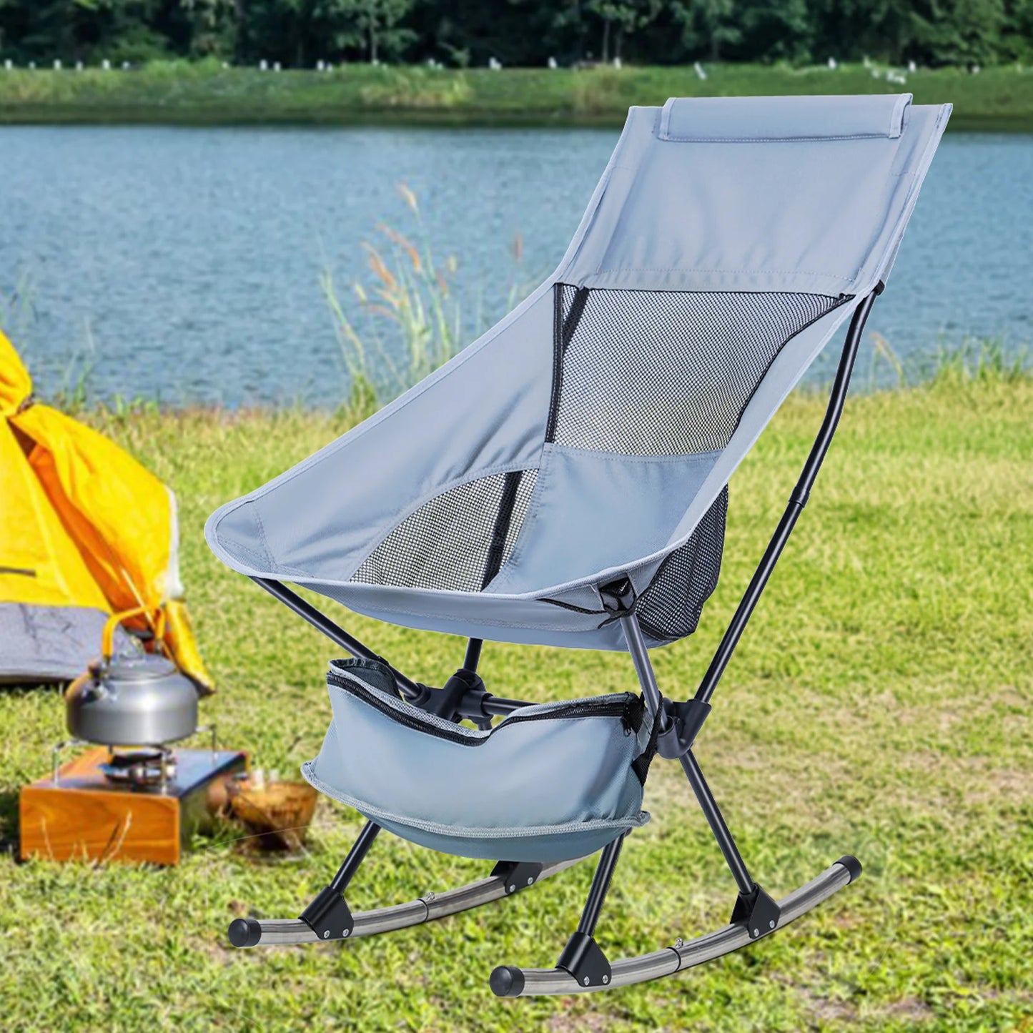 Fishing chairs Hard Arm High Back Lawn Chair Heavy Duty with Removable Headrest, for Camp, Lawn and Outdoors Hiking, fishing - Wild Frontier Gear LLC
