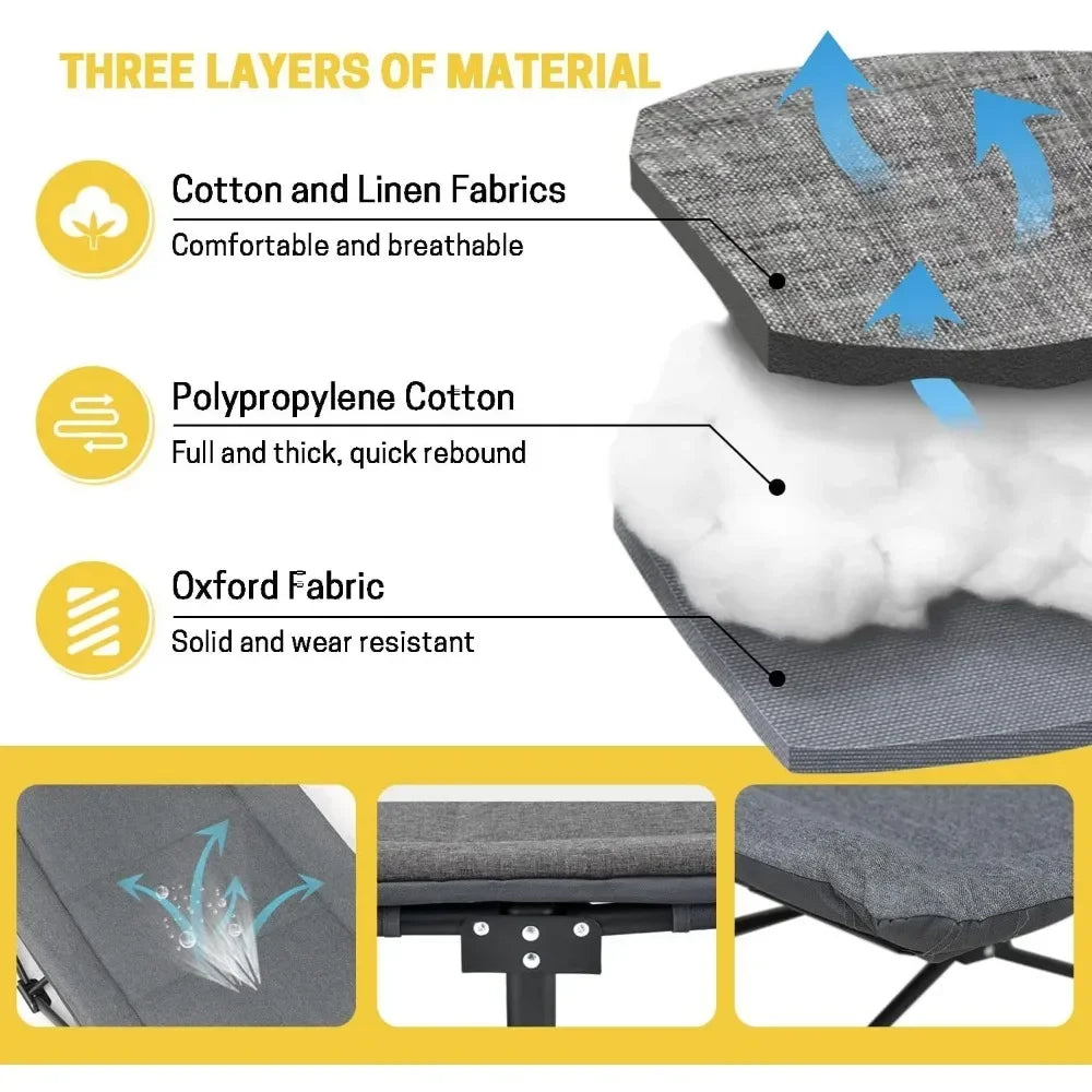 Cushion and Pillow, Portable Folding Bed for Sleeping, Lightweight Tent cot with Carry Bag Supports 450 lbs (Grey) Wild Frontier Gear LLC