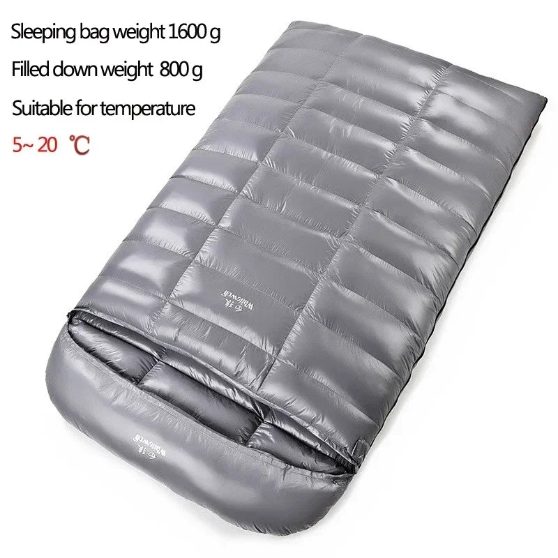 2 Person White Duck Down Filled Camping Or Home Sleeping Bag Thin Suitable For Warm Weather Size 220 X 130cm Large Space