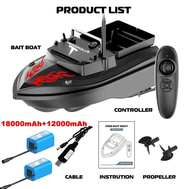VWVIVIDWORLD Brand,500M Remote Control,RC Fishing Bait Boat,2KG Loaded,Fixed Speed Cruise,Waterproof,High Speed,4 Night Light