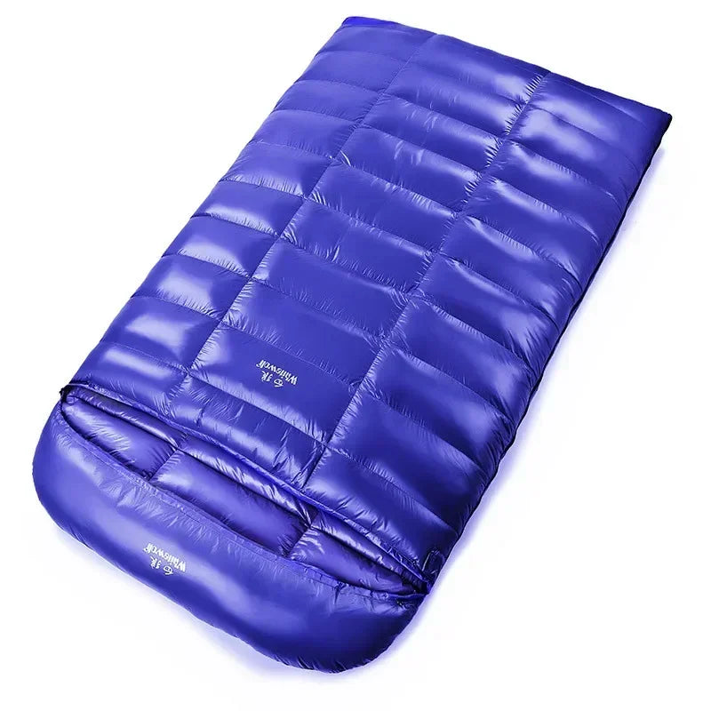 2 Person White Duck Down Filled Camping Or Home Sleeping Bag Thin Suitable For Warm Weather Size 220 X 130cm Large Space