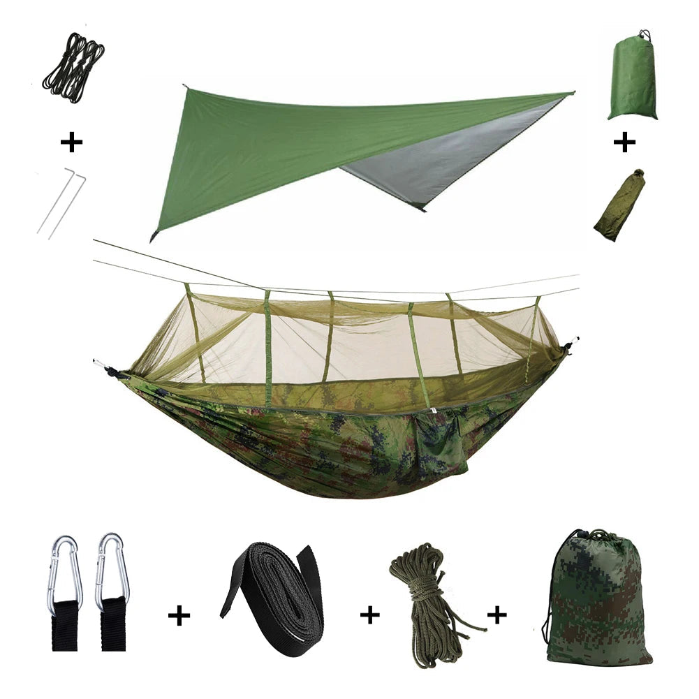 Anti Outdoor Camping Hammock With Mosquito Net And Rain Tent Equipment Supplies Shelters Camp Bed Survival Portable Hammock Wild Frontier Gear LLC