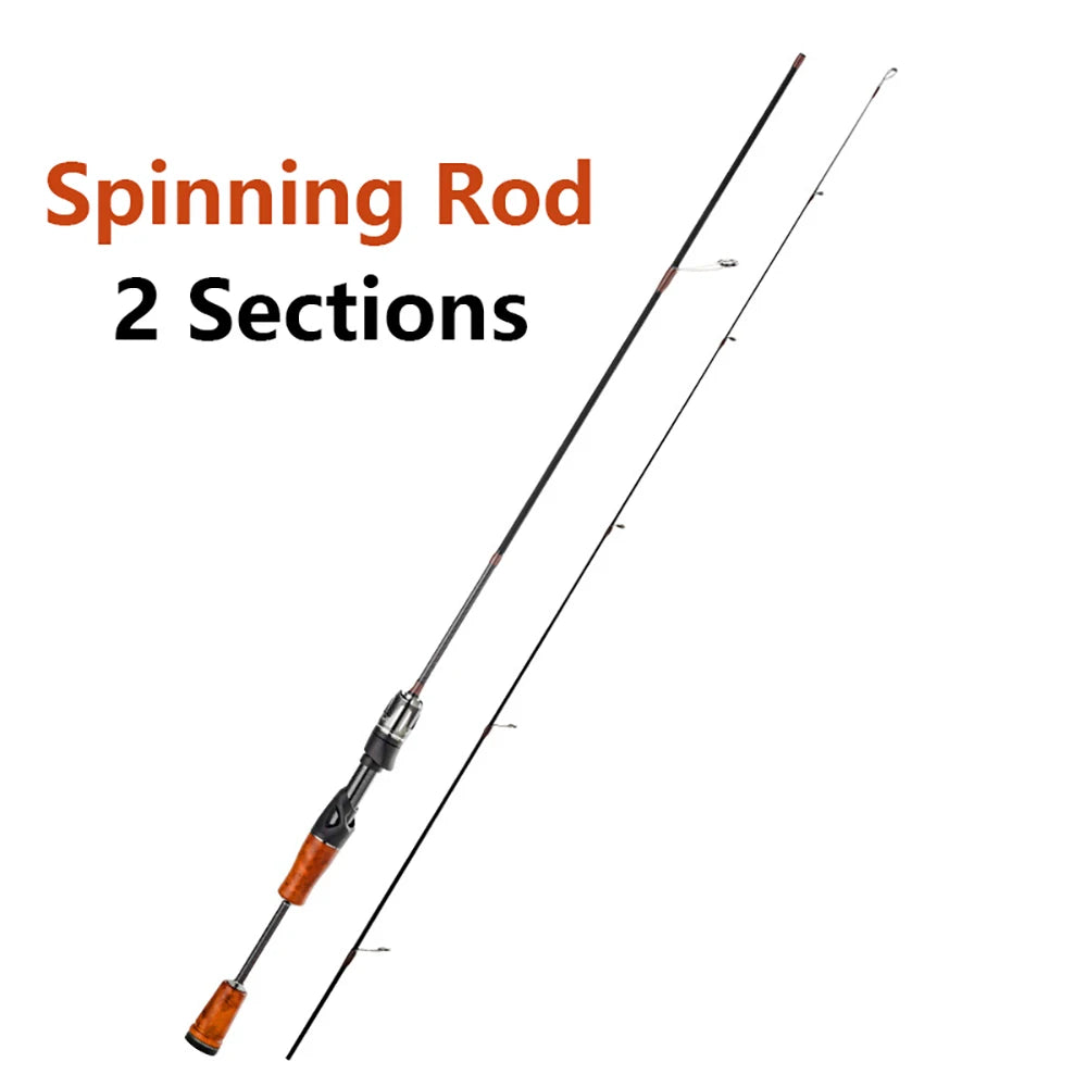 UL,Ultralight Carp Trout Bass Fishing Rod,Solid Carbon Fiber Rod Tips,Spinning,Casting,Stream Lake Lure Fishing Rods,2 Sections