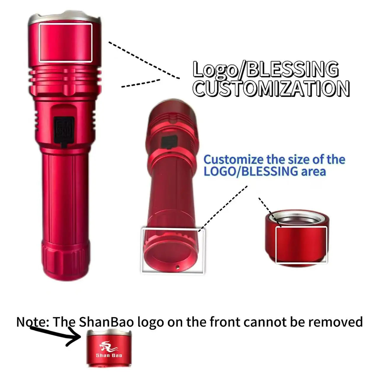 Shan bao 3800LM flashlight zoomablestrong light focusing light source canignite flames plastic bags(customizedlogo/blessing)
