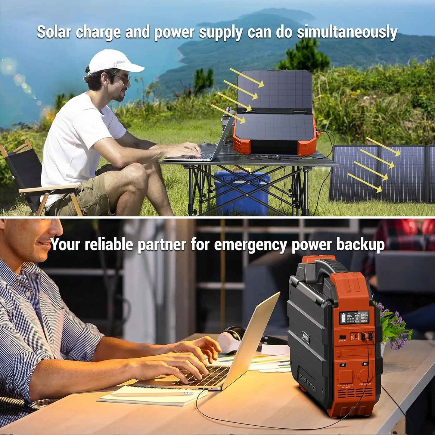 wey Portable Power Station 1000W With Built-In Solar Panel, 614Wh/192000Mah Lifepo4 Battery Pack, Solar Generator With Wild Frontier Gear LLC