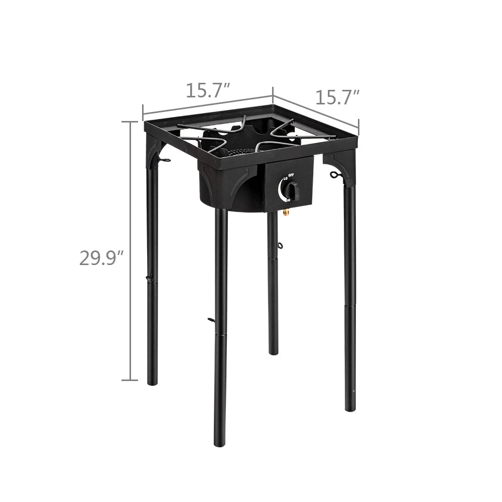 Outdoor Camp Stove High Pressure Propane Gas Cooker Portable Cast Iron Patio Cooking Burner (Single Burner 75000-BTU) Wild Frontier Gear LLC