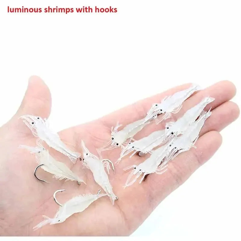 20PCS Isca Artificial Soft Shrimp Lure Worm For Fishing Bait 1.3g/4cm Hook Sharp Crankbait Lures Silicone Shone Prawn Bait