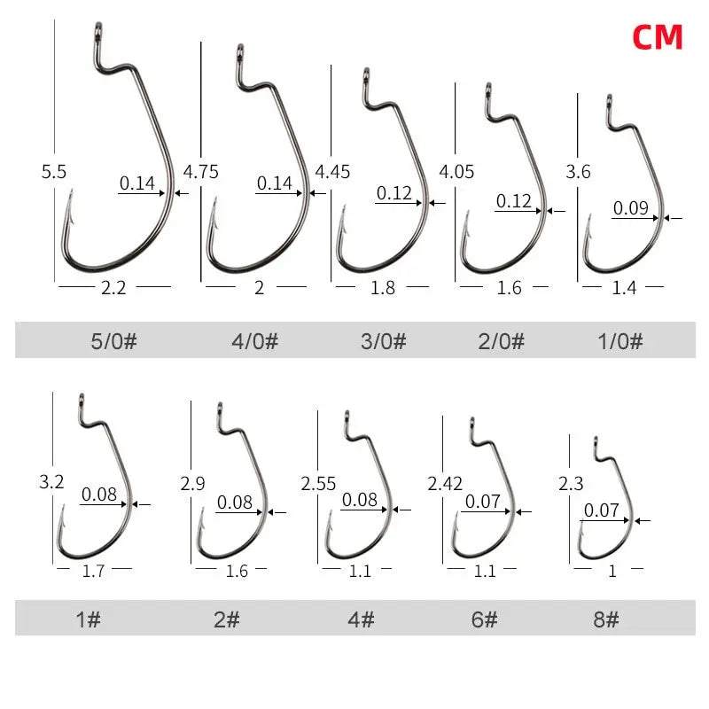 50PC High Strength Crank Hook Barbed Hook Carbon Steel Fishing For Soft Fishing Lure Wide Belly Crank Hooks Fishing Accessories
