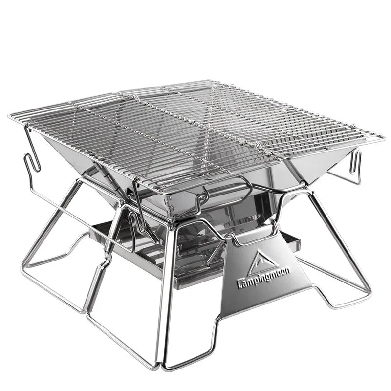 Steel Folding Portable BBQ Grill Stove Campingmoon MT-2 Outdoor Camping Picnic Set Camping Barbecue Rack Wild Frontier Gear LLC
