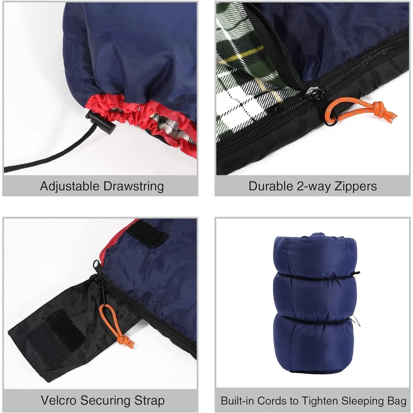 REDCAMP Cotton Flannel Sleeping Bag for Camping Backpacking, Adults Cold Weather Envelope Sleeping Bags with 2/3/4lbs Filling Wild Frontier Gear LLC
