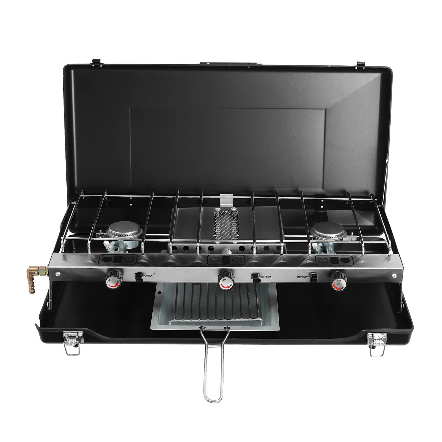 Portable Tabletop Cooking Stove with Handle Camping Stove with Removable Grid and Tray Wild Frontier Gear LLC