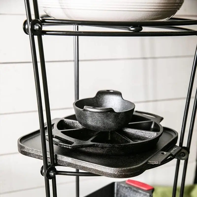 Lodge 6-Tier, Kitchen And Pantry Cast Iron Cookware Storage Organizing Tower, Steel Construction, Matte Black , 32.67"" X Wild Frontier Gear LLC