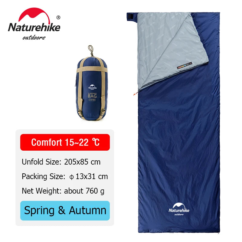 Naturehike LW180 Sleeping Bag Ultralight Portable Splicable Single Spring Summer Outdoor Hiking Camping Climbing Sleeping Bag Wild Frontier Gear LLC