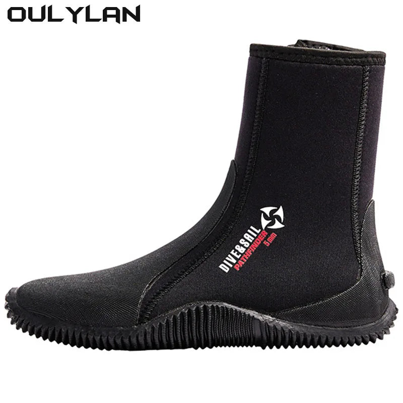 Oulylan Zipper For Surf Scuba 1 Pair Premium Neoprene Diving Boot 5m Water Shoes Wetsuit Booties With Anti-Slip Rubber Sole