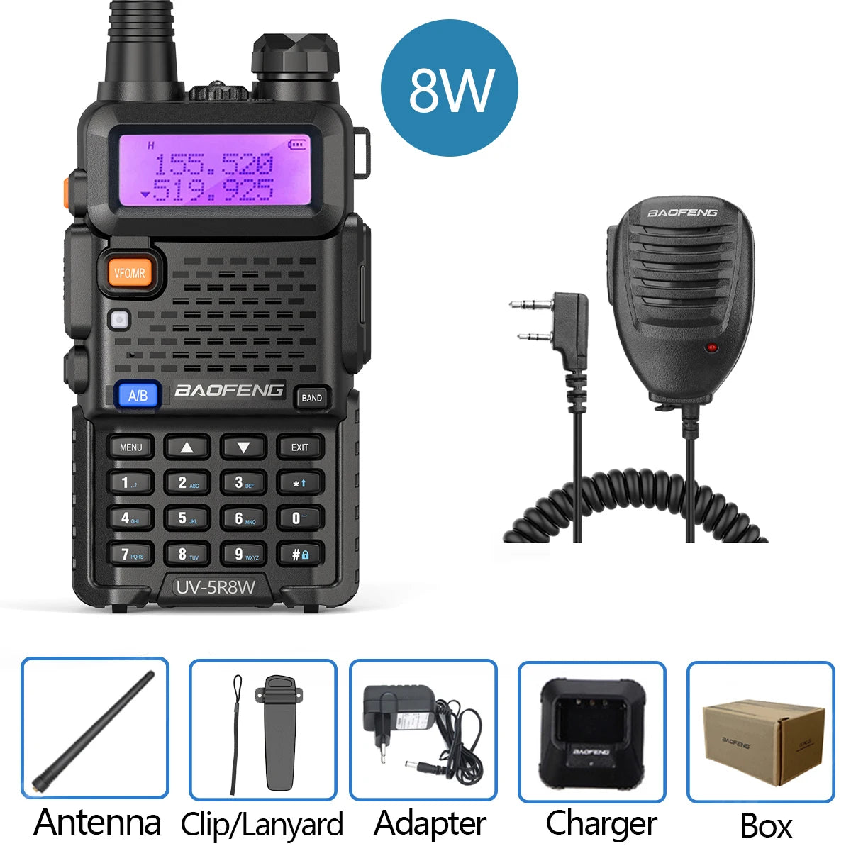 Baofeng Walkie Talkie UV 5R 5W 8W Dual Band Ham Two Way Radio Vhf Uhf FM Radio Handheld Transceiver Hunting 16KM