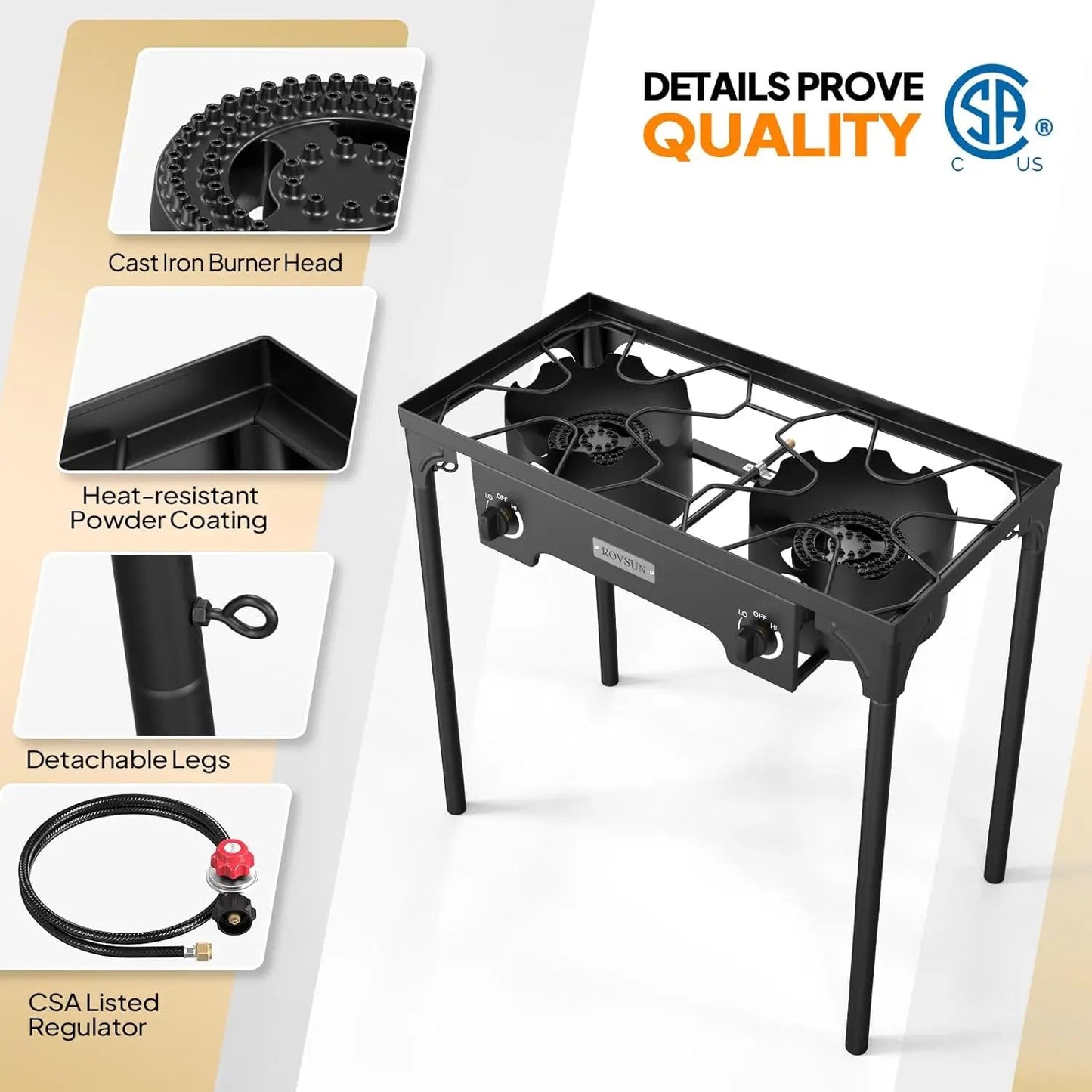 2 Burner Outdoor Propane Gas Stove 150,000 BTU High Pressure Stand Cooker for Backyard Cooking Camping Home Brewing Canning Wild Frontier Gear LLC