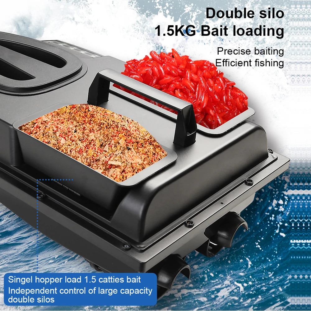 Fishing Bait Boat 500m Remote Control Bait Boat Dual Motor Fish Finder 1.5KG Loading Support Automatic Cruise with LED Light