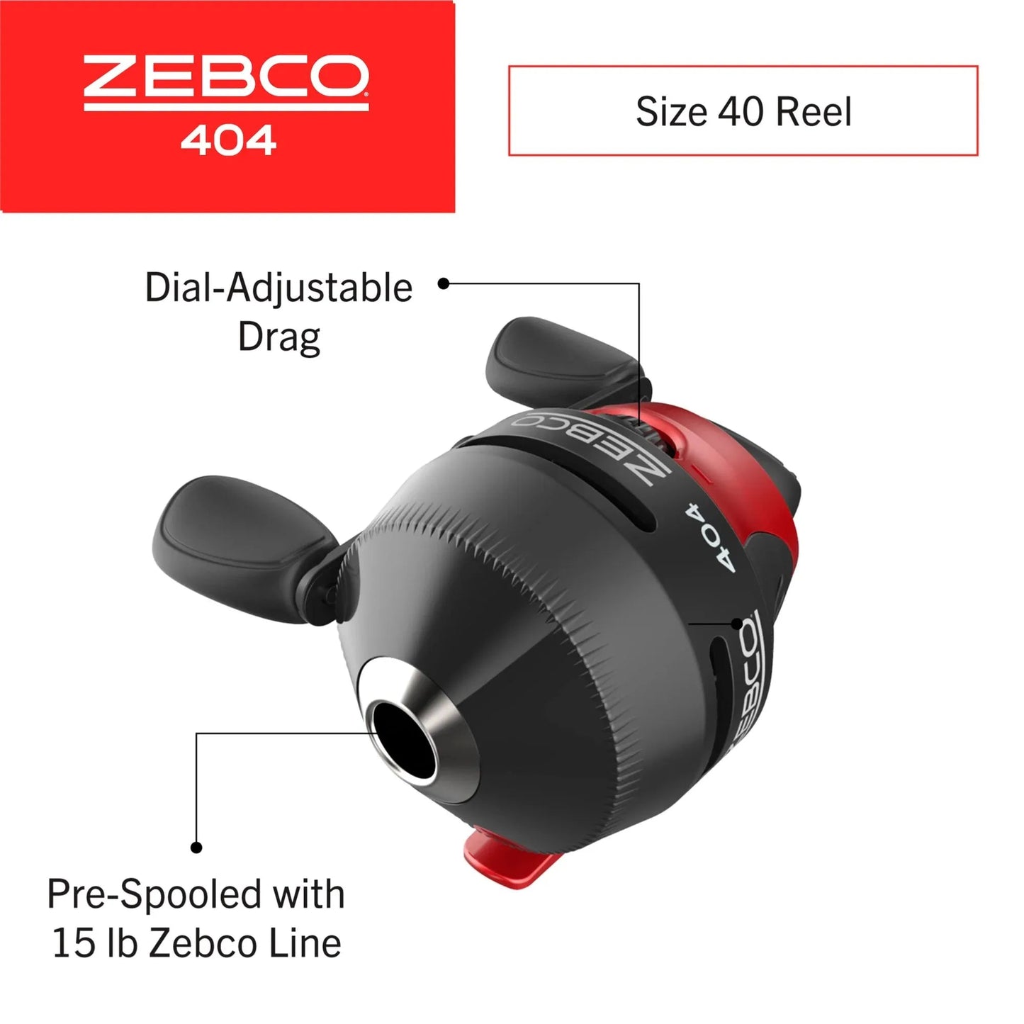 Zebco 404 Spincast Reel & Rod Combo: 5'6" 2-Piece Pole, Size 40 Reel, RH Retrieve, with 28-Piece Tackle Kit, Black/Red Wild Frontier Gear LLC